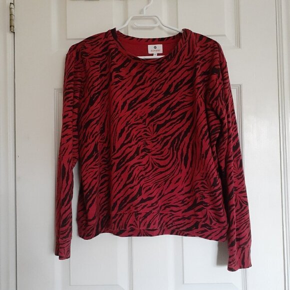 Sundry Women's Size Small (1) Red Zebra Print Lightweight Pull Over Sweater - Picture 3 of 11